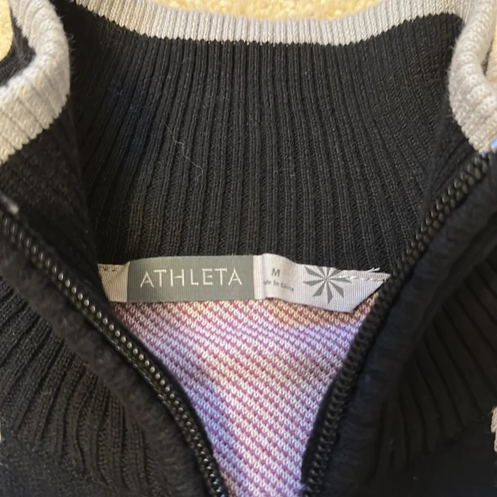 Athleta zip front black, gray, and purple sweater size M - Picture 2 of 14